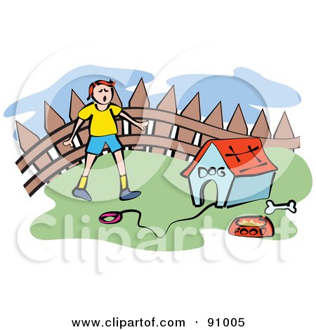 Royalty-Free (RF) Clipart Illustration of a Boy Discovering That His Dog Is Gone by Prawny