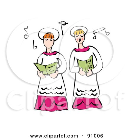 Royalty-Free (RF) Clipart Illustration of Two Church Ladies Singing In The Choir by Prawny
