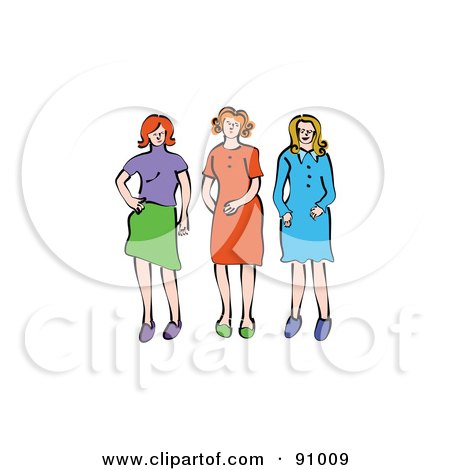 Royalty-Free (RF) Clipart Illustration of Three Sassy Girlfriends by Prawny