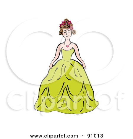 Royalty-Free (RF) Clipart Illustration of a Pretty Woman Wearing A Green Ball Gow by Prawny