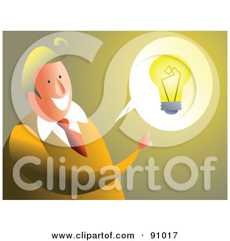 Royalty-Free (RF) Clipart Illustration of a Businessman With A Light Bulb Balloon by Prawny