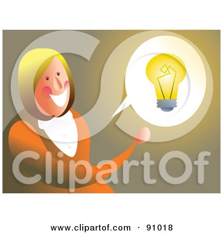 Royalty-Free (RF) Clipart Illustration of a Businesswoman With A Light Bulb Balloon by Prawny
