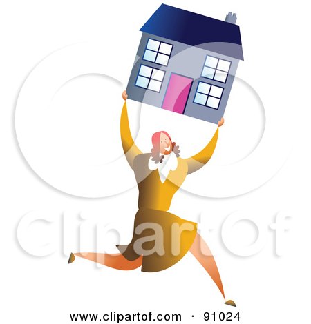 Royalty-Free (RF) Clipart Illustration of a Successful Businesswoman Carrying A House by Prawny