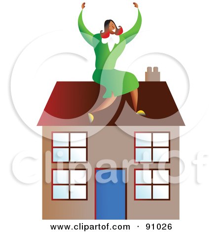 Royalty-Free (RF) Clipart Illustration of a Successful Businesswoman Sitting On A House by Prawny