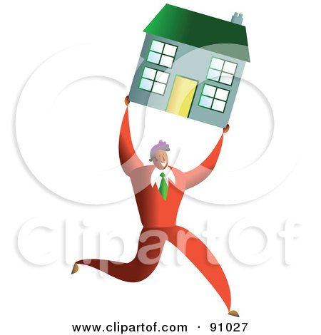 Royalty-Free (RF) Clipart Illustration of a Successful Businessman Carrying A House by Prawny