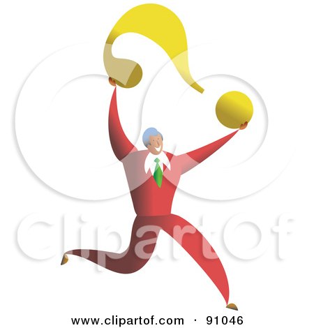 Royalty-Free (RF) Clipart Illustration of a Successful Businessman Carrying A Question Mark by Prawny