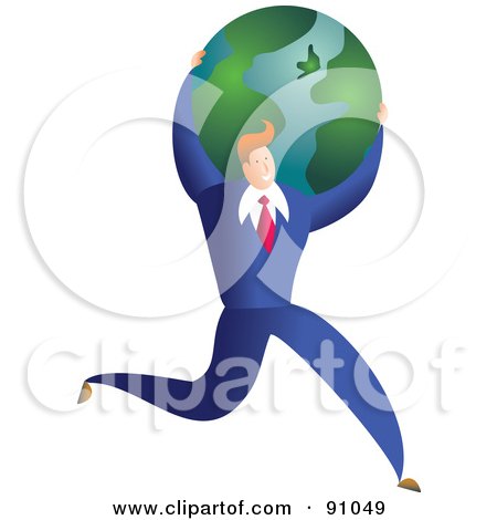 Royalty-Free (RF) Clipart Illustration of a Successful Businessman Carrying A Globe by Prawny
