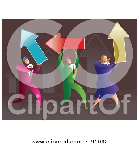 Royalty-Free (RF) Clipart Illustration of a Successful Business Team Carrying Arrows by Prawny