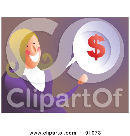 Royalty-Free (RF) Clipart Illustration of a Businesswoman With A Dollar Balloon by Prawny