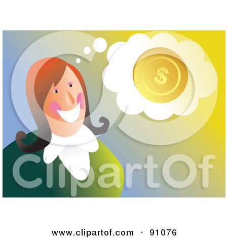 Royalty-Free (RF) Clipart Illustration of a Friendly Business Woman Thinking Of Money by Prawny