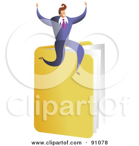 Royalty-Free (RF) Clipart Illustration of a Successful Businessman Sitting On A Folder by Prawny