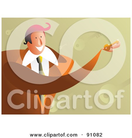 Royalty-Free (RF) Clipart Illustration of a Friendly Businessman Holding A Key by Prawny