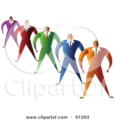 Royalty-Free (RF) Clipart Illustration of a Diverse Team Of Businessmen In Colorful Suits by Prawny