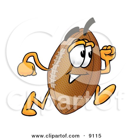 Clipart Picture of a Football Mascot Cartoon Character Running by Mascot Junction