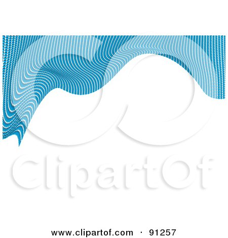 Royalty-Free (RF) Clipart Illustration of a Circular Patterned Blue Mosaic Wave Over White Text Space by MilsiArt