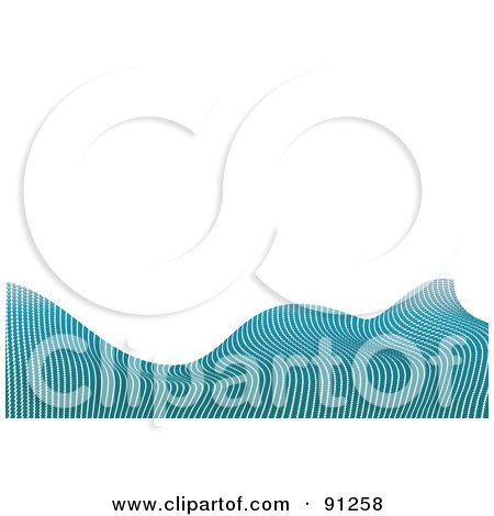 Royalty-Free (RF) Clipart Illustration of a Blue Mosaic Patterned Wave Under White Text Space by MilsiArt
