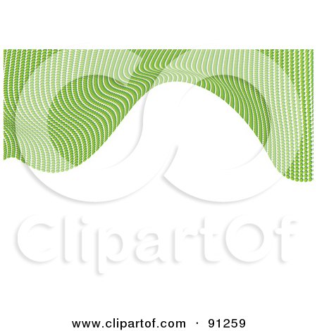 Royalty-Free (RF) Clipart Illustration of a Circular Patterned Green Mosaic Wave Over White Text Space by MilsiArt