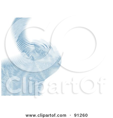 Royalty-Free (RF) Clipart Illustration of a Blue Spiral Patterned Rippling Wave Around White Text Space by MilsiArt