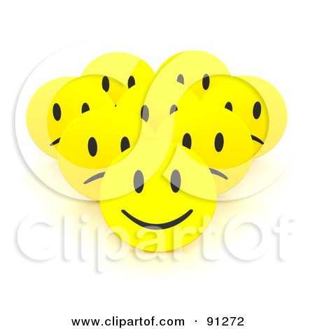 3d Happy Smiley Face In Front Of Sad Faces Posters, Art Prints by - Interior Wall Decor #91272