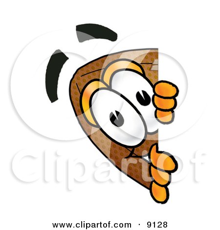 Clipart Picture of a Football Mascot Cartoon Character Peeking Over a Surface by Mascot Junction
