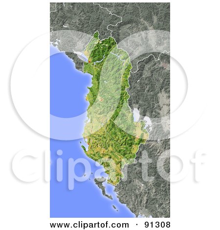Royalty-Free (RF) Clipart Illustration of a Shaded Relief Map Of Albania by Michael Schmeling
