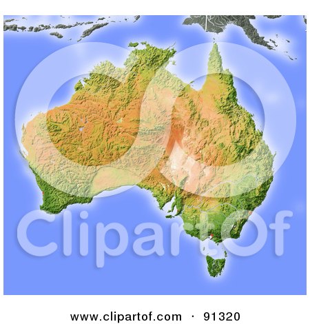 Royalty-Free (RF) Clipart Illustration of a Shaded Relief Map Of Australia by Michael Schmeling