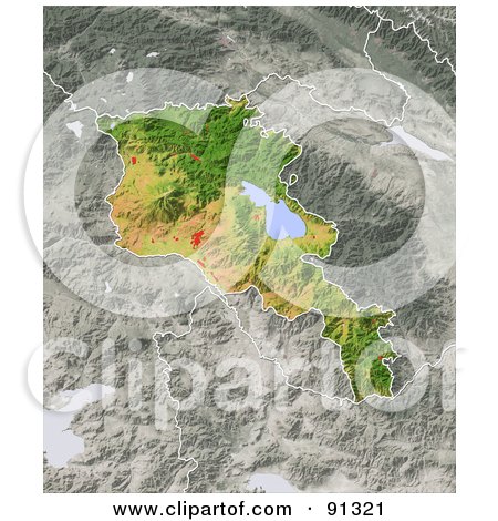 Royalty-Free (RF) Clipart Illustration of a Shaded Relief Map Of Armenia by Michael Schmeling