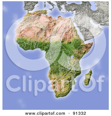 Royalty-Free (RF) Clipart Illustration of a Shaded Relief Map Of Africa by Michael Schmeling