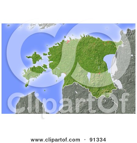 Royalty-Free (RF) Clipart Illustration of a Shaded Relief Map Of Estonia by Michael Schmeling