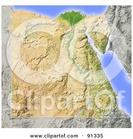 Royalty-Free (RF) Clipart Illustration of a Shaded Relief Map Of Egypt by Michael Schmeling