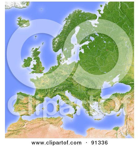 Royalty-Free (RF) Clipart Illustration of a Shaded Relief Map Of Europe by Michael Schmeling
