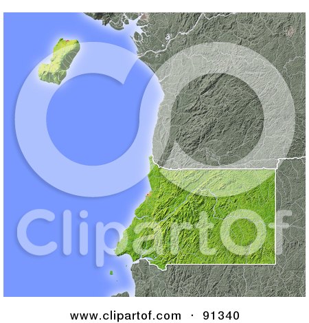 Royalty-Free (RF) Clipart Illustration of a Shaded Relief Map Of Equatorial Guinea by Michael Schmeling