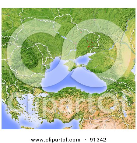 Royalty-Free (RF) Clipart Illustration of a Shaded Relief Map Of The Black Sea by Michael Schmeling
