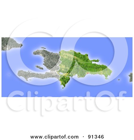 Royalty-Free (RF) Clipart Illustration of a Shaded Relief Map Of Dominican Republic by Michael Schmeling