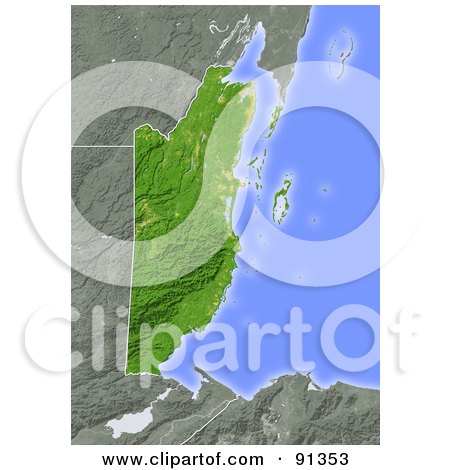 Royalty-Free (RF) Clipart Illustration of a Shaded Relief Map Of Belize by Michael Schmeling