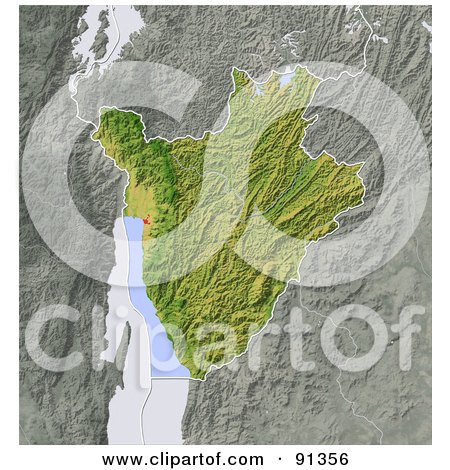 Royalty-Free (RF) Clipart Illustration of a Shaded Relief Map Of Burundi by Michael Schmeling