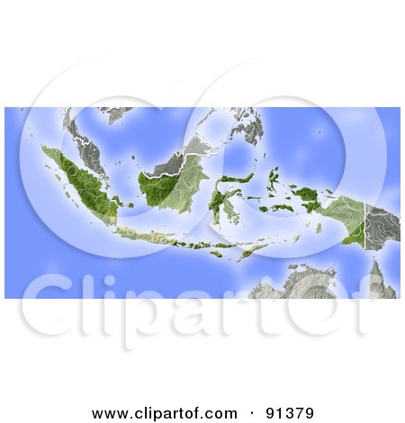 Royalty-Free (RF) Clipart Illustration of a Shaded Relief Map Of Indonesia by Michael Schmeling