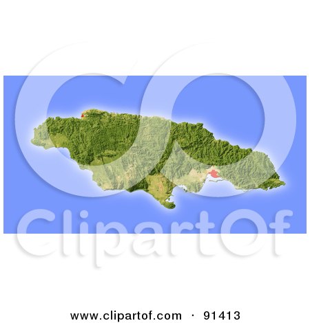 Royalty-Free (RF) Clipart Illustration of a Shaded Relief Map Of Jamaica by Michael Schmeling