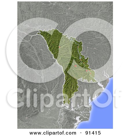 Royalty-Free (RF) Clipart Illustration of a Shaded Relief Map Of Moldova by Michael Schmeling