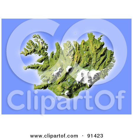 Royalty-Free (RF) Clipart Illustration of a Shaded Relief Map Of Iceland by Michael Schmeling