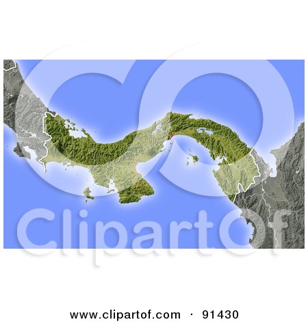 Royalty-Free (RF) Clipart Illustration of a Shaded Relief Map Of Panama by Michael Schmeling