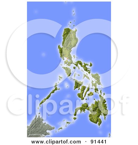 Royalty-Free (RF) Clipart Illustration of a Shaded Relief Map Of Philippines by Michael Schmeling
