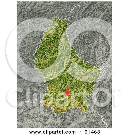 Royalty-Free (RF) Clipart Illustration of a Shaded Relief Map Of Luxembourg by Michael Schmeling