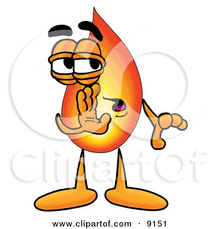 Clipart Picture of a Flame Mascot Cartoon Character Whispering and Gossiping by Mascot Junction