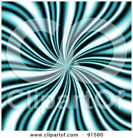 Royalty-Free (RF) Clipart Illustration of a Swirly Turquoise, Black And White Vortex Background by Arena Creative