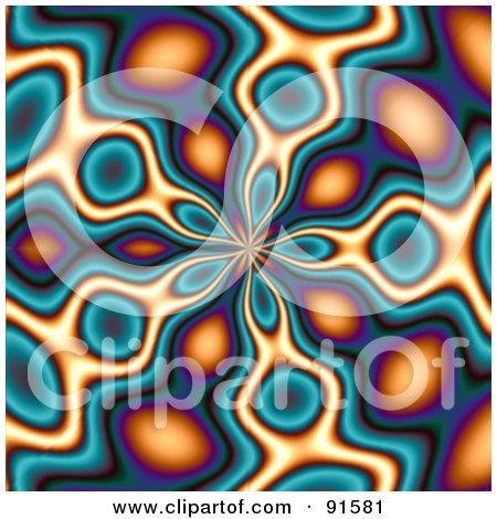 Royalty-Free (RF) Clipart Illustration of a Funky Blue And Orange Tunnel Background by Arena Creative