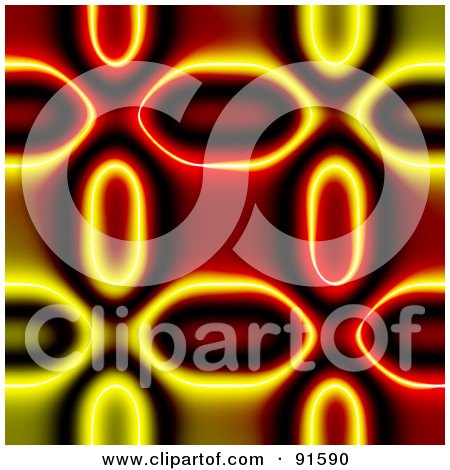Royalty-Free (RF) Clipart Illustration of a Funky Red And Yellow Background With Pill Shapes by Arena Creative