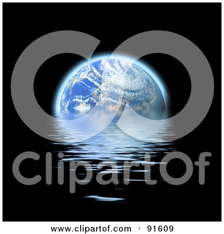 Royalty-Free (RF) Clipart Illustration of Earth Being Flooded By Dark Water, Over Black by Arena Creative