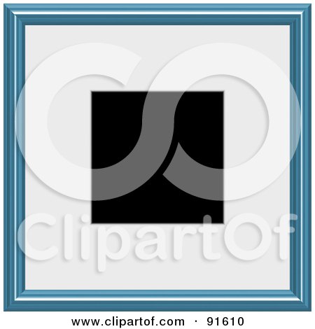 Royalty-Free (RF) Clipart Illustration of a White Matte Around A Black Space In A Blue Picture Frame by Arena Creative