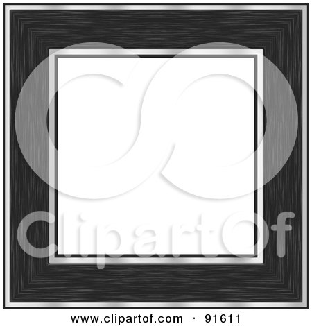 Royalty-Free (RF) Clipart Illustration of a White Space In A Black Wood And Silver Picture Frame by Arena Creative